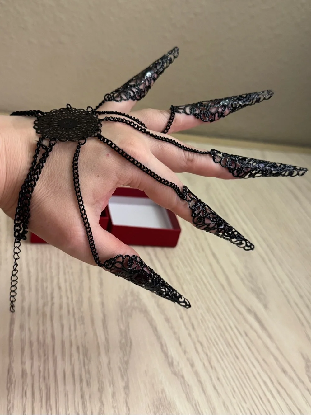 Black Gothic Halloween Fingerless Glove (Acrylic)